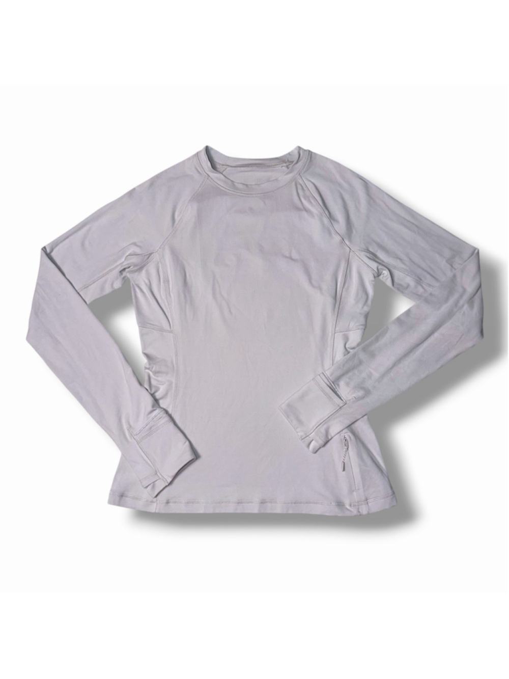 Lululemon It’s Rulu Long Sleeve Shirt Updated Light Gray Small Thumbholes Zip